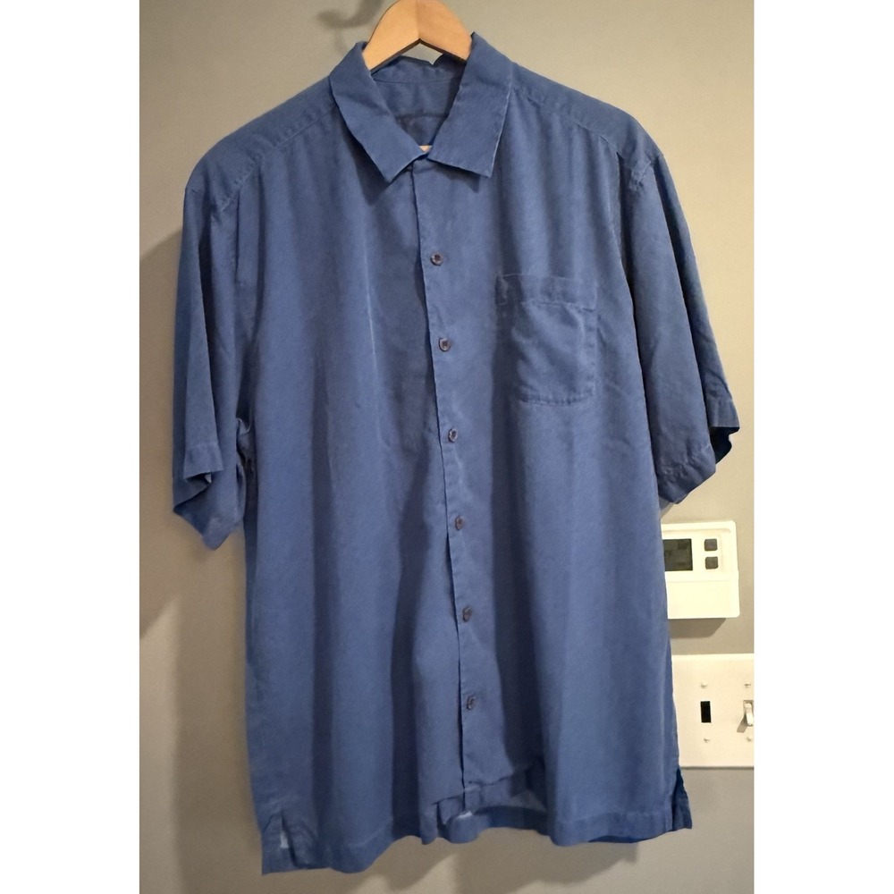 Tommy Bahama Shirt Silk Textured‎ Button Down Short Sleeve Camp Men's Large